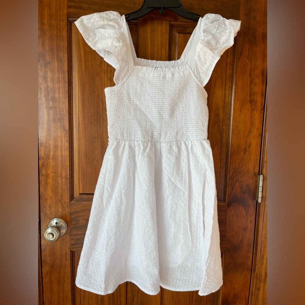 White seersucker smocked top dress.
